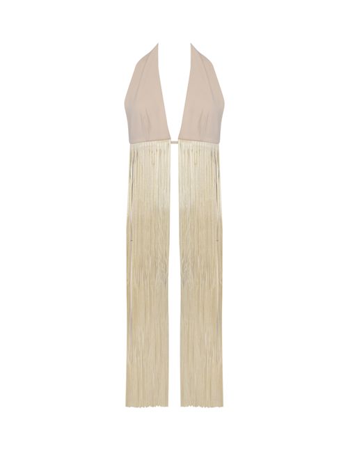 Top in crepe con frange Warm Ivory Patrizia Pepe | 8F0125 A6F5W409